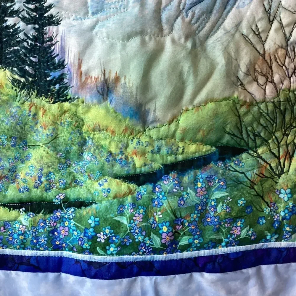 NWT. Hand Crafted Mountain Pass Landscape Quilted Wall Hanging